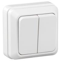 Квадро белый выключатель 2кл открытая 10А IP20 