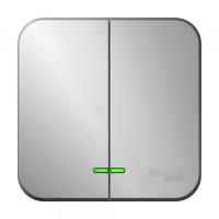 Бланка алюминий выключатель 2кл с подсветкой открытая 10А IP20