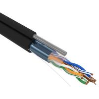 FTP 4*2*0,52 Cat5e черный полиэтилен кабель наружный Rexant /(305м) на ТРОСУ катушка