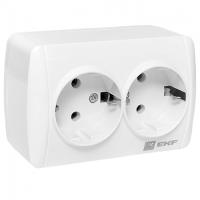 Владивосток белый розетка открытая 2-мест заземление IP44 