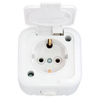 Байэлектрика белый розетка открытая 1-мест заземление с крышкой IP44 