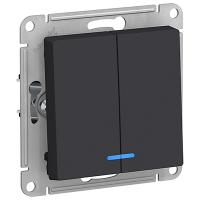 Атлас карбон выключатель 2кл с подсветкой скрытая 10А IP20 