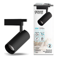 Светильник на трек однофазный свд 16Вт 4000К 1390лм черный Gauss 24 грд