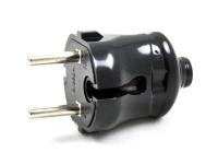 Вилка 6А прямая черный пластик IP20 IEK 