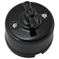 Болонь черный выключатель 1кл открытая 10А IP20 фарфор