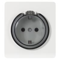 MIELE ROUND Розетка 1-ая с/з с/у, со шторками и крышкой 16А белая KRANZ