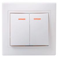 Кварта белый выключатель 2кл с подсветкой скрытая 10А IP20 