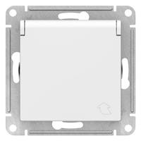 Атлас белый розетка скрытая 1-мест заземление с крышкой шторки IP20 