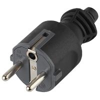 Вилка 16А прямая заземление черный поликарбонат IP20 ЭРА 