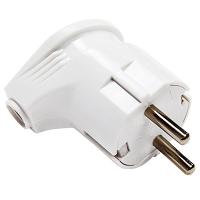 Вилка 16А угловая заземление белый пластик IP20 IN HOME 4110