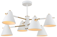 Светильник потолочный (люстра) 6*40Вт Е14 белый/латунь/белый модерн