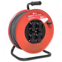 Удлинитель 4-мест 50м КГ 3*2,5 красный катушка металл IP44 EKF аналог9887511