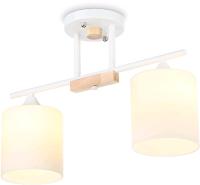 Светильник потолочный (люстра) 2*60Вт E27 белый/светлое дерево
