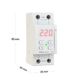 Реле напряжения 1ф 63А 2мод D2-63 Welrok RED