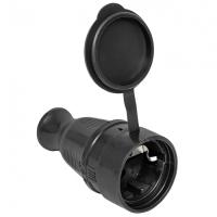 Розетка переносная 16А заземление черный каучук IP44 EKF 