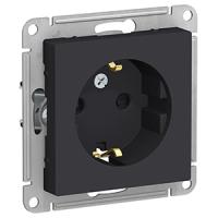 Атлас карбон розетка скрытая 1-мест заземление шторки IP20 