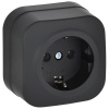 Глори черный розетка открытая 1-мест заземление IP20 