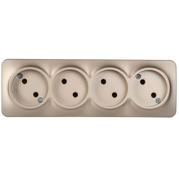 Глори шампань розетка открытая 4-мест IP20 