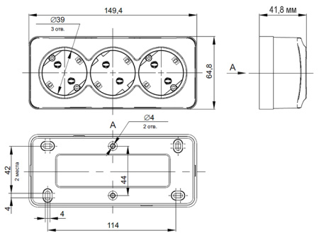 Глори дуб розетка открытая 3-мест заземление IP20