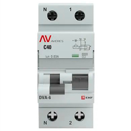 Дифавтомат 2Р 40А C тип AC 30мА 6кА 2мод DVA-6 EKF Averes