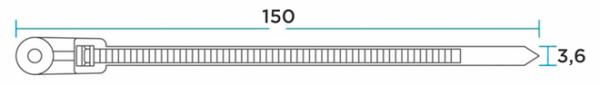 Хомут 150*3,6мм нейлон белый под винт Rexant 100шт