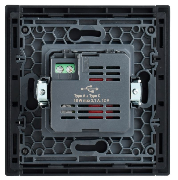 Фортепиано черный механизм USB A+C скрытая 2-ая 18Вт