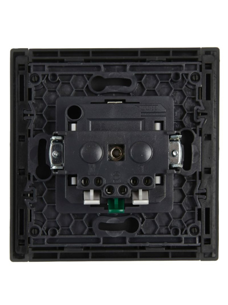 Фортепиано серый розетка скрытая 1-мест заземление шторки IP20 