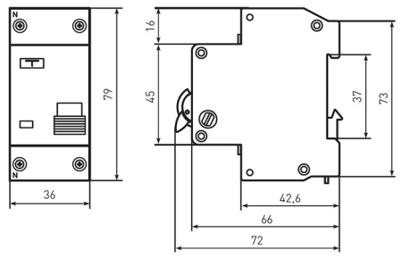 Дифавтомат 2Р 20А C тип AC 30мА 4,5кА 2мод АД12 EKF
