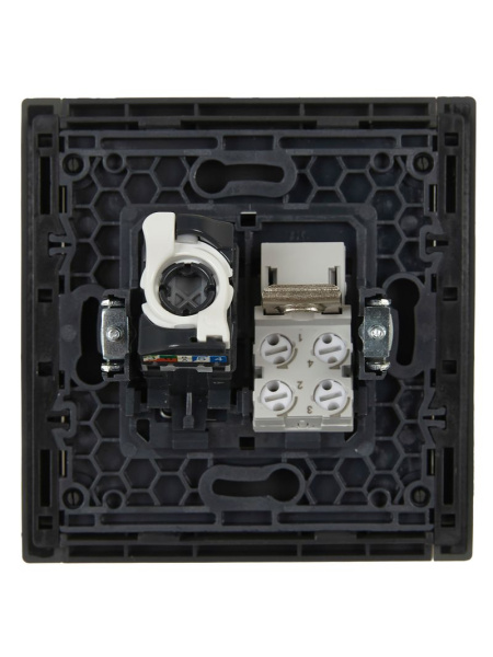 Фортепиано серый механизм RJ11+RJ45 скрытая 2-ая 