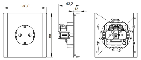Фортепиано белый розетка скрытая 1-мест заземление быстрозажим. клем. IP20 