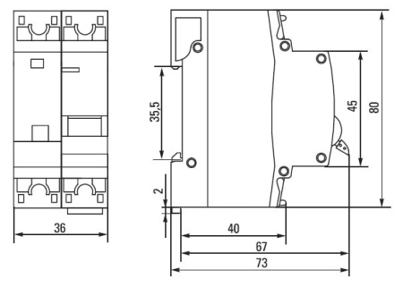 Дифавтомат 2Р 16А C 10мА 4,5кА АД32 2мод EKF