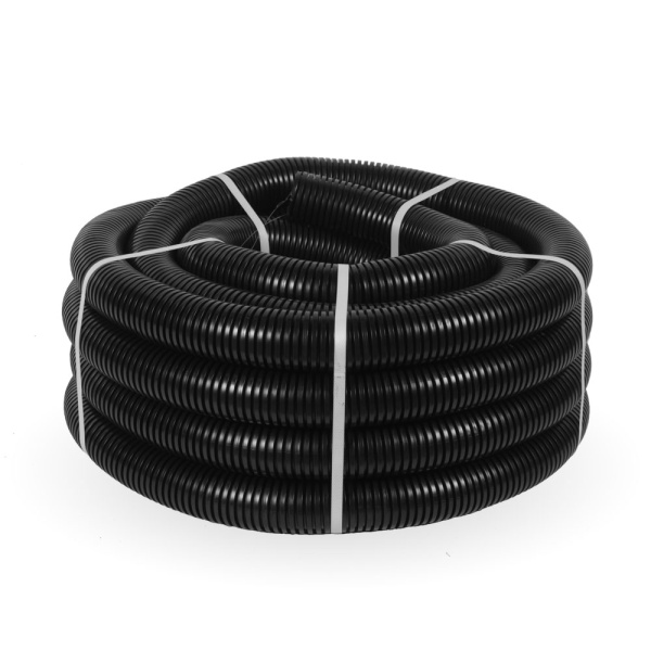 Труба гофра 50мм ПНД легкая 15м ПРОМРУКАВ черный с протяжкой HF