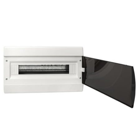 Бокс 18мод встраиваемый белый черная прозрачная дверь IP41 SlimBox EKF