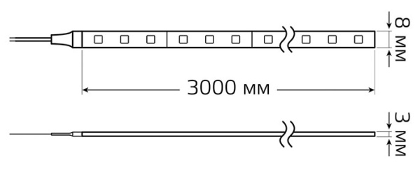 Лента свд 12В 14,4Вт/м 120свд/м 3000К 1400лм/м 2835 IP20 Gauss 3м
