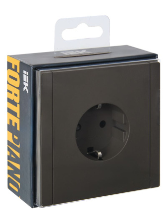 Фортепиано серый розетка скрытая 1-мест заземление шторки IP20 