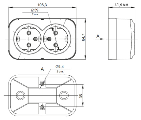 GLORY Роз. 2-я с з/к без з/ш о/у 16А РС22-3-ХСм сталь м. IEK