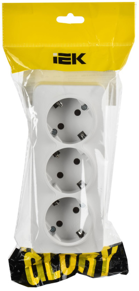 Глори белый розетка открытая 3-мест заземление IP20 