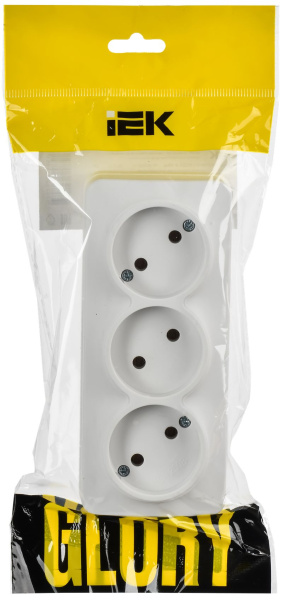 Глори белый розетка открытая 3-мест IP20 