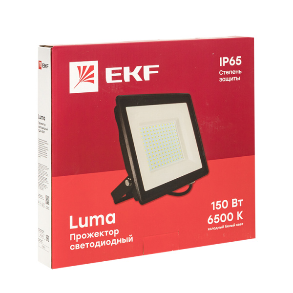 Прожектор свд 150Вт 6500К 12000лм черный IP65 110° Luma EKF 