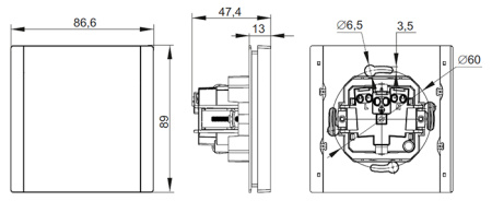 Фортепиано сталь розетка скрытая 1-мест заземление с крышкой шторки IP44 