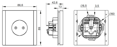 Фортепиано ваниль розетка скрытая 1-мест IP20 