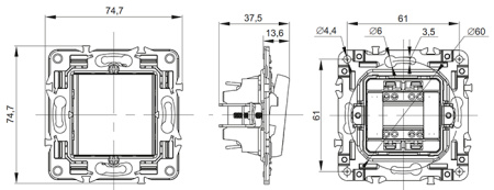 Сканди бежевый выключатель 2кл скрытая 10А IP20 