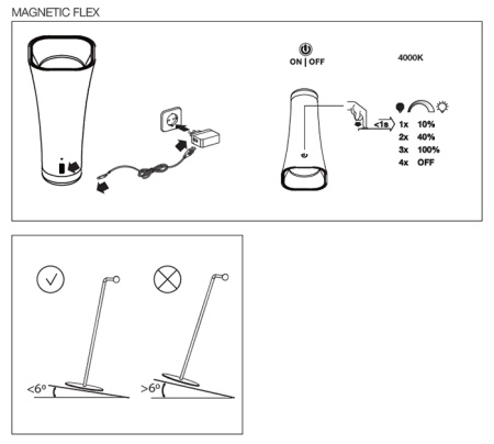 Светильник настольный свд 3,2Вт 4000К 80лм белый подставка, прищепка, настенный USB аккумулятор Osra