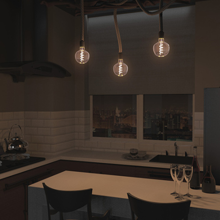 Лампа декор свд Е27 5Вт 1800К 190лм G125 розовая филамент Gauss 