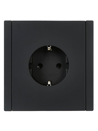Фортепиано черный механизм розетки скрытая 1-мест заземление IP20 
