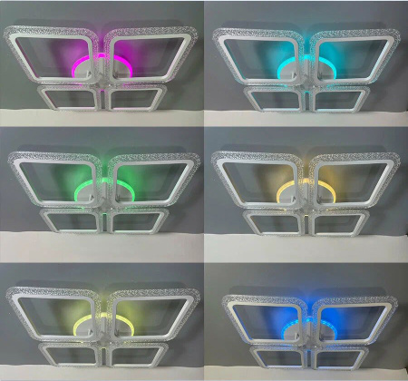 Светильник потолочный (люстра) свд 75Вт 3000-6500К 5625лм белый пульт диммер подсветка RGB, Bluetoot