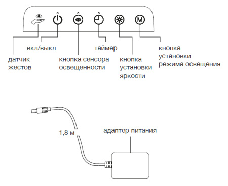 Светильник настольный свд 20Вт 3000/3500/4000/5000/5700К 800лм черный подставка диммер сенсор Osram