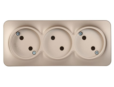 Глори шампань розетка открытая 3-мест IP20 