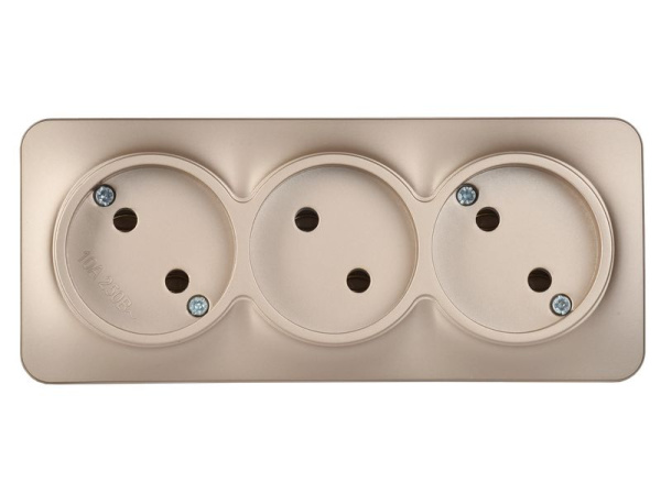 Глори шампань розетка открытая 3-мест IP20 