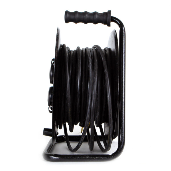 Удлинитель 4-мест 30м КГ 3*2,5 черный катушка металл IP44 PlexUp 4000Вт аналог 047541